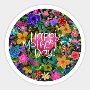 Boho Flowers Happy Mother's Day Rounds by Cherie Sticker